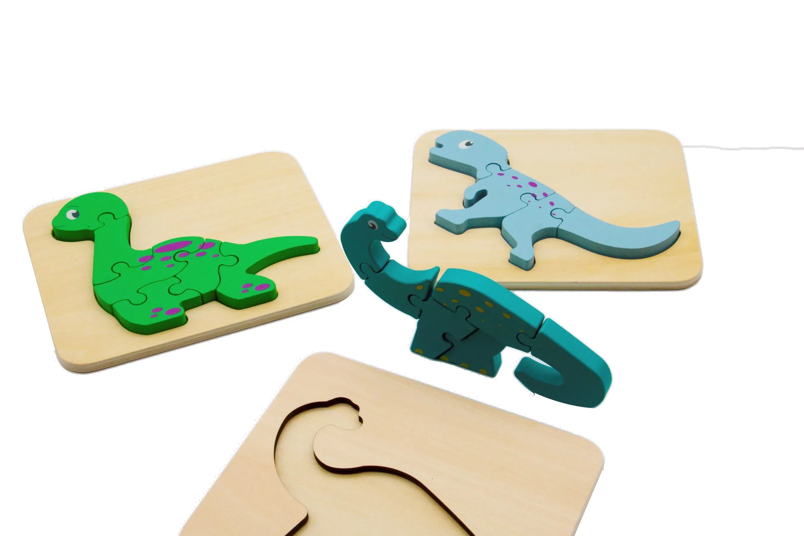Wooden Montessori Educational Intellectual Wholesale Baby Kids Children DIY Toys 3D Dinosaur Puzzle Toy