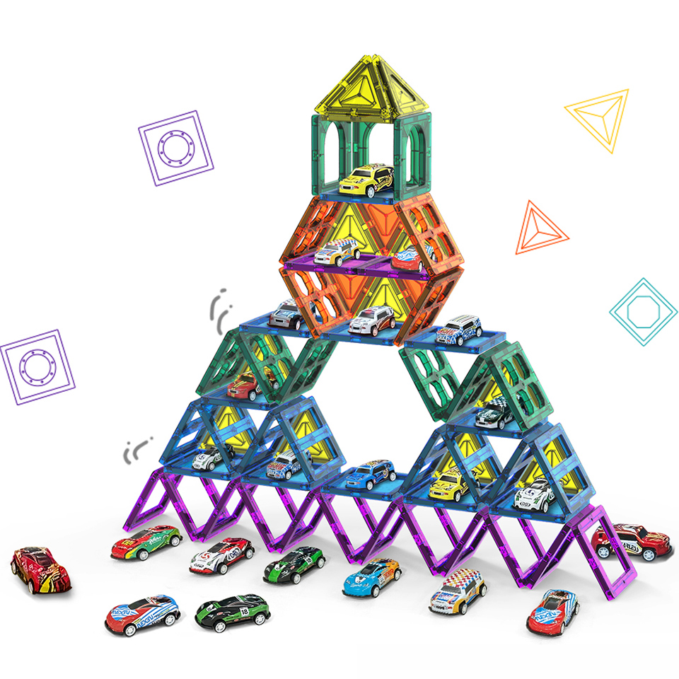 Creative DIY Kids Magnetic Building Block Set Montessori STEM Magnet Tiles Geometric Plastic Educational Toys for Children