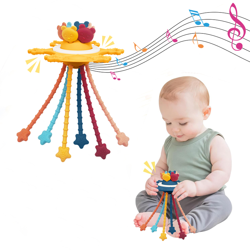 Custom Food-Grade Silicone Montessori Pull String Toys Educational Sensory Toys for Babies