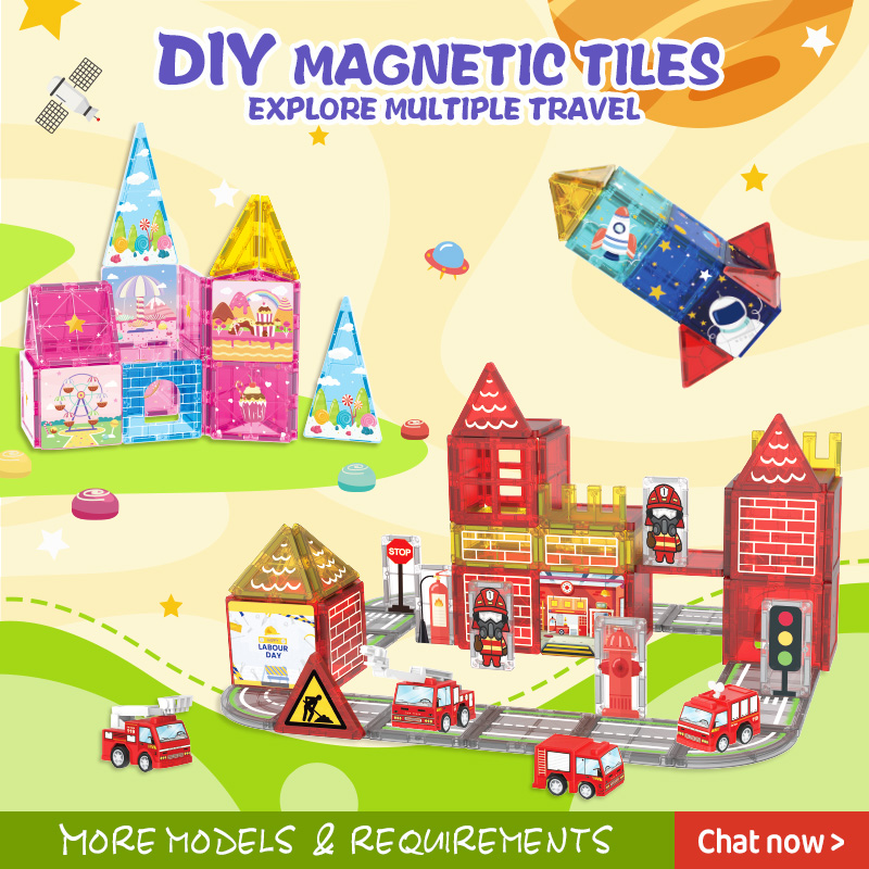 100PCS Flame-themed Magnetic Blocks Children's DIY Toy Set Gift for Boys and Girls Intelligent Building Set for Kids
