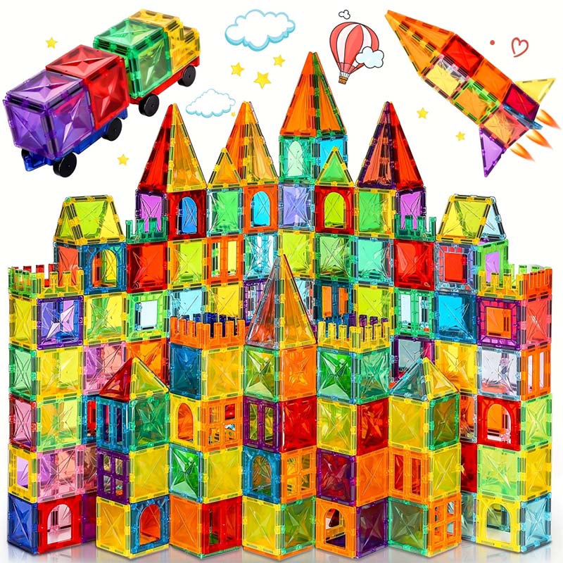 Best Selling 110 PCS 3D Colorful Plastic Magnetic Building Blocks For Early Education Children's Toy Sets