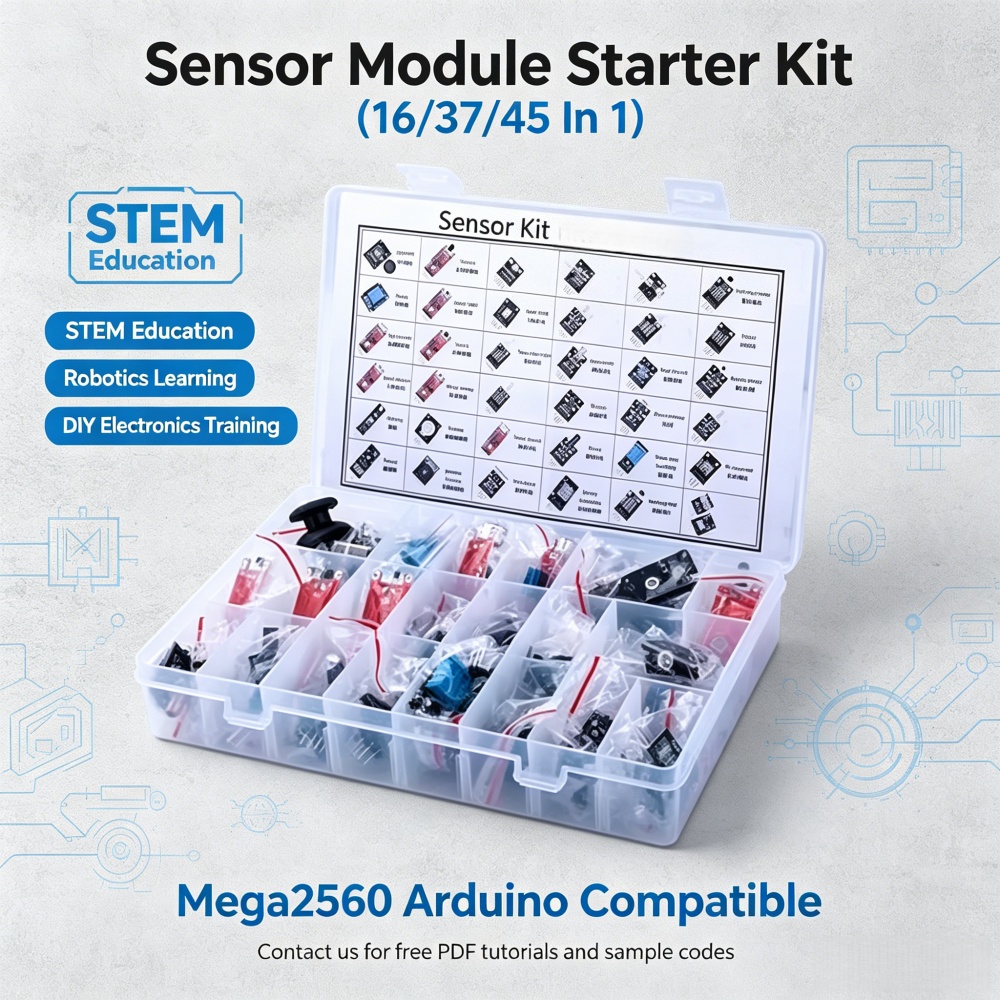 FYX Stock Sensor Module Starter Kit 16 37 45 In 1 Compatible Mega2560 Robotics Learning Experiment Box STEM Education