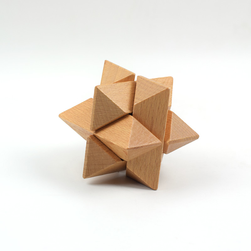 Adults Games Gifts Wooden Star Cube Puzzle Game Brain Teasers of the Logic Solutions IQ Games
