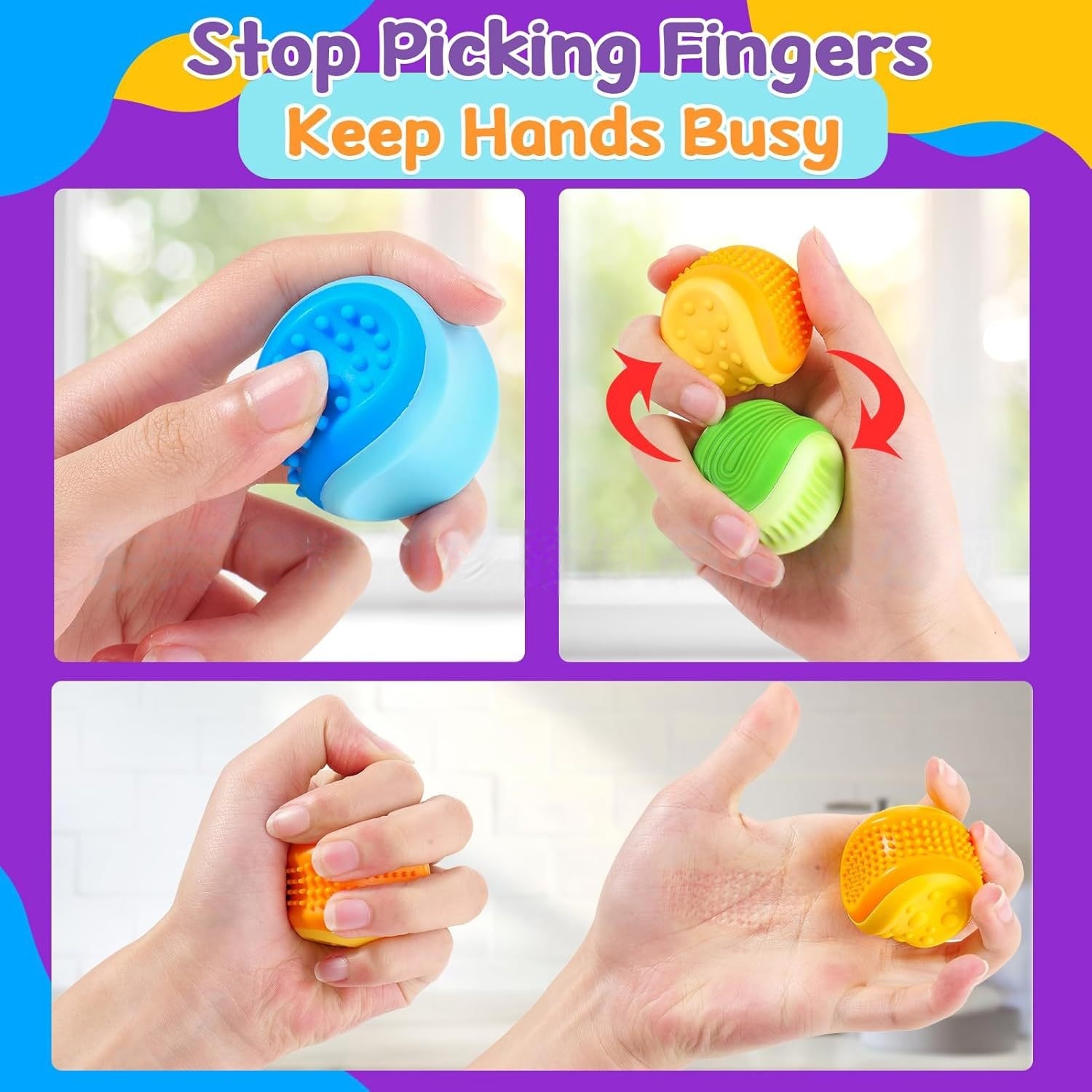 Silicone Textured Sensory Toys Fidget Cube Stress Ball for Autism Therapy ADHD Adults Kids Montessori Educational Toys Set