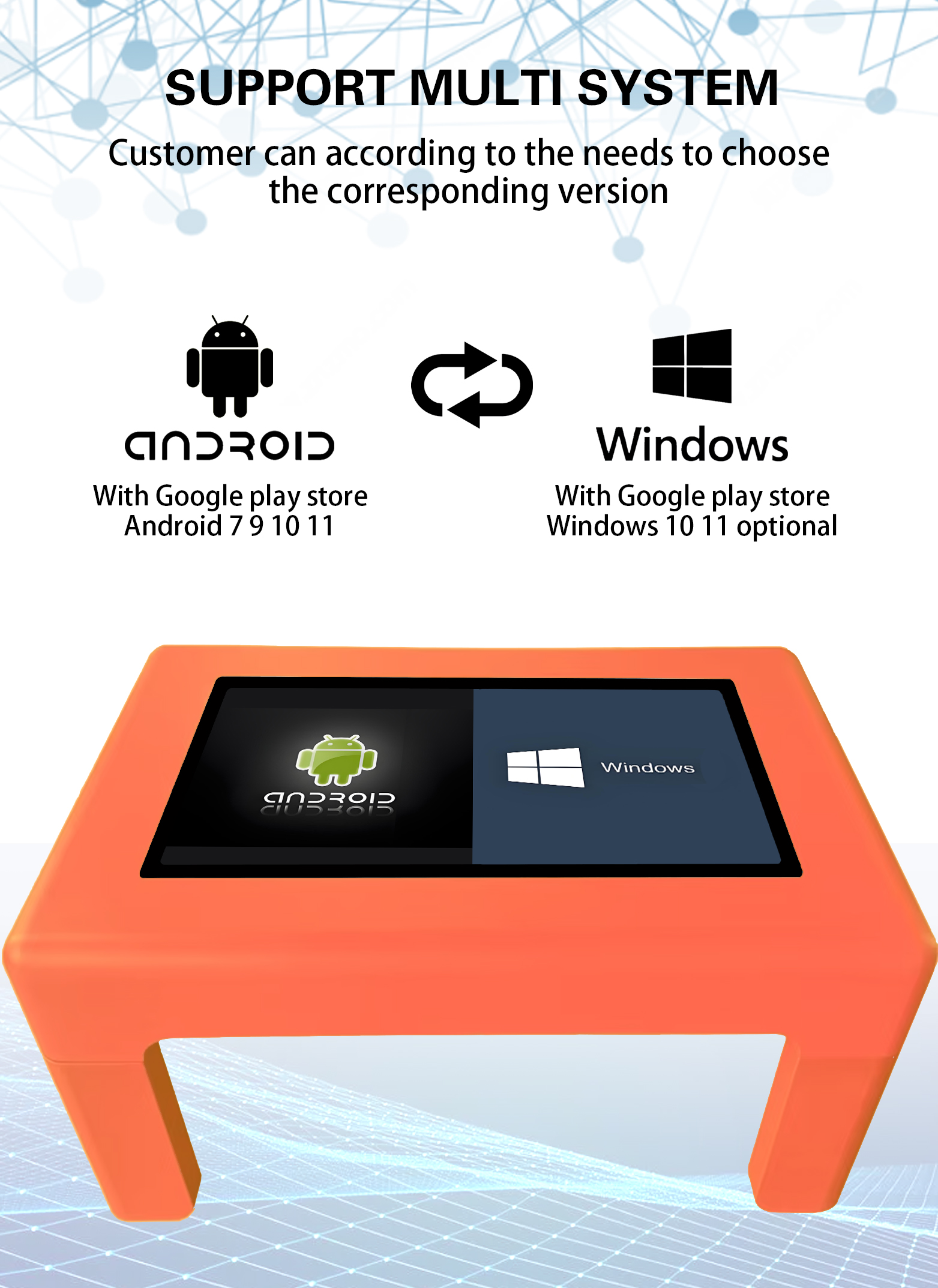 Waterproof touch table