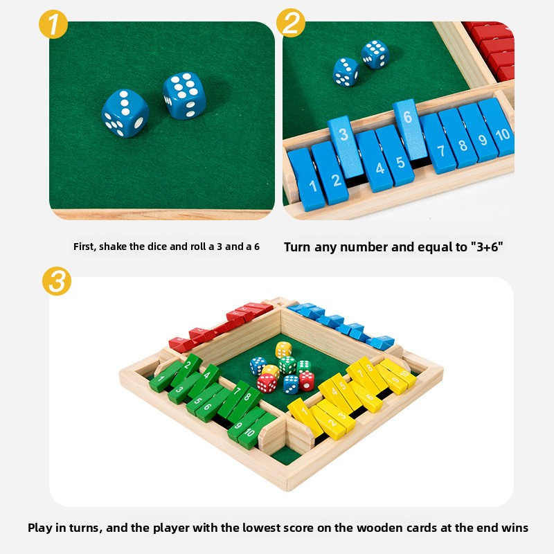In Stock Hot Wooden Family Educational Board Game Shut the Box for Children with Custom Logo-Educational Toys