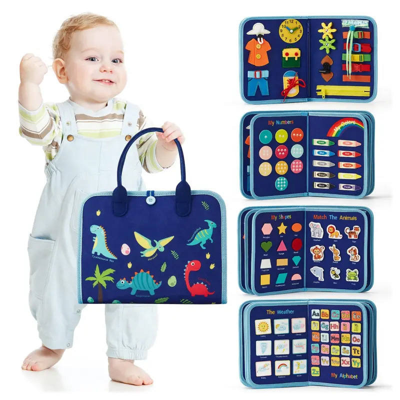7 Pages Busy Book Sensory Toy Help with Early Education Learning and Developing Motor Skills Perfect Felt Busy Board