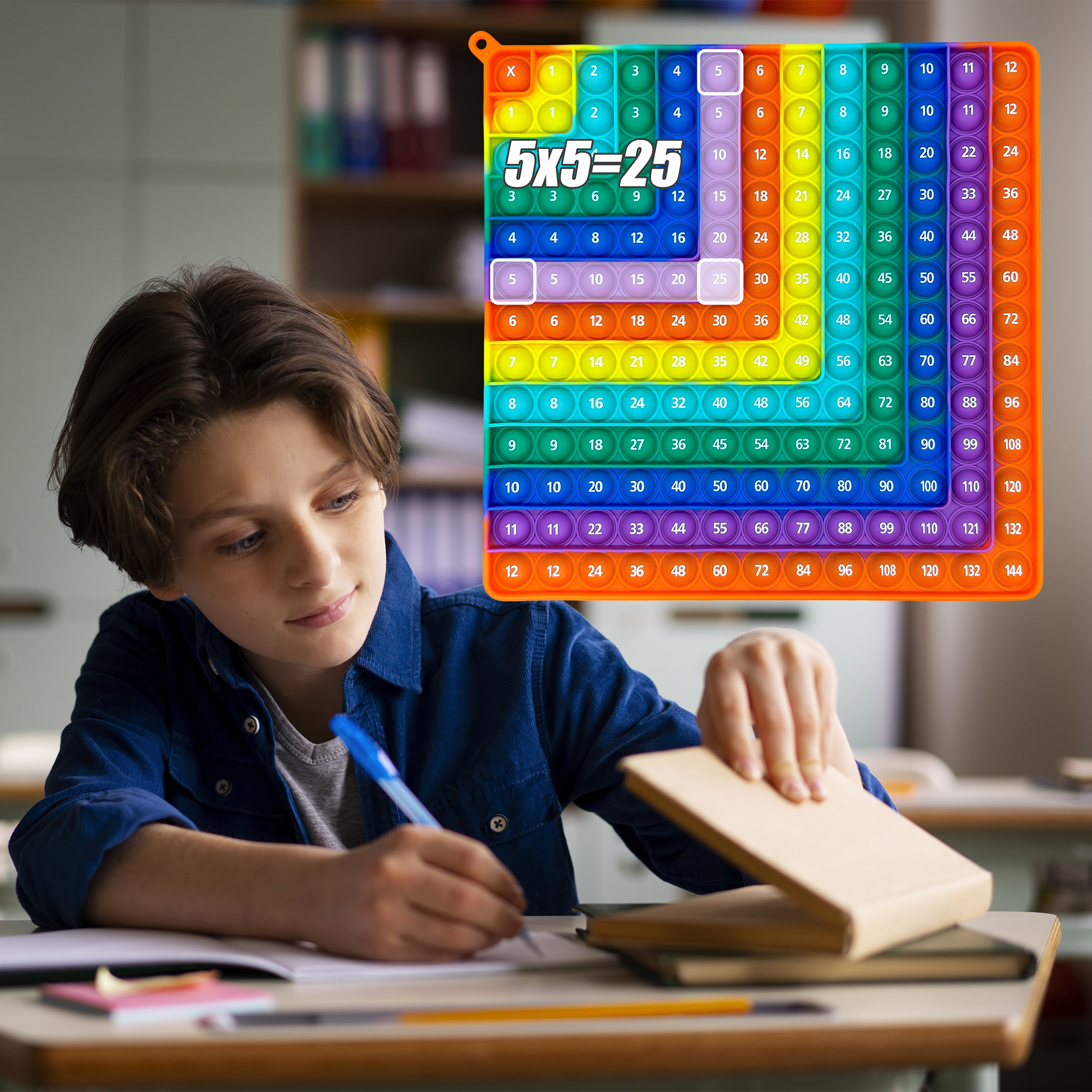 Wholesale Silicone Multiplication Board Games 12x12 Math Learning Push Pop Bubble Educational Fidget Toys ASTM/EN71/CE/CPC