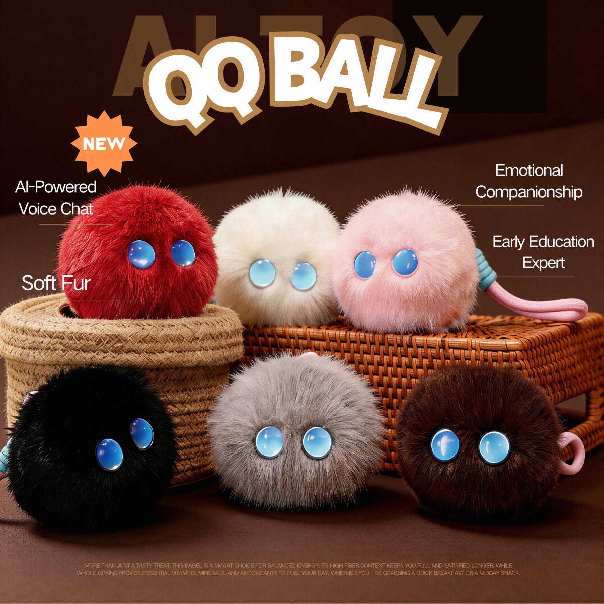 Ruiguan AI Robot Plush Smart Talking Toy English Teaching Emotional Companion Backpack Charm