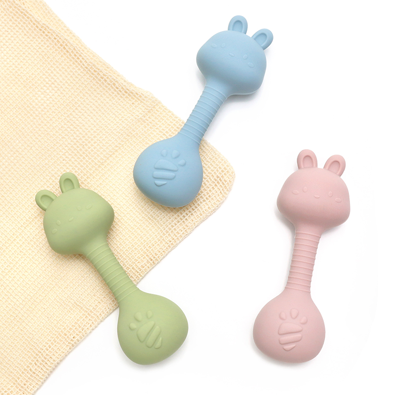 Food Grade Silicone Baby Rattle Teether Toy Montessori Sensory Developmental Toys for Newborn Safe Soft Infant Grasping Toy