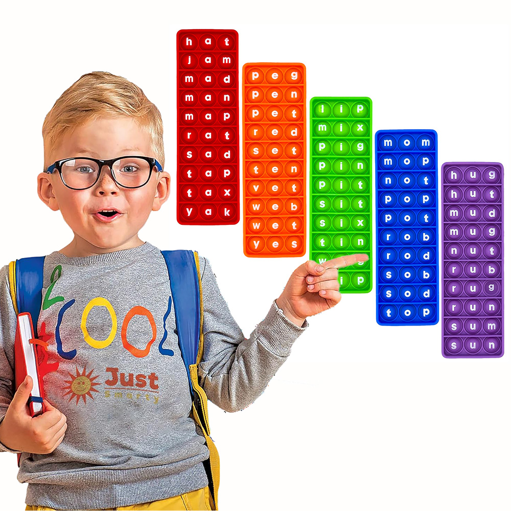 Wholesale Silicone Multicolor English Letters 104 CVC Words Push Pop Bubble Fidget Toy for Kids English Learning