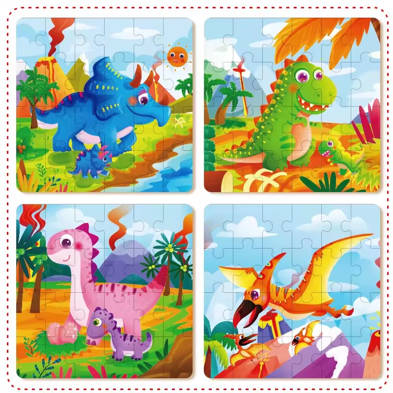 24pcs Montessori Classic Carton Wood Jigsaw Puzzle Early Educational Initiation Baby Kids Puzzles Toys for Boys &amp; Girls Gift