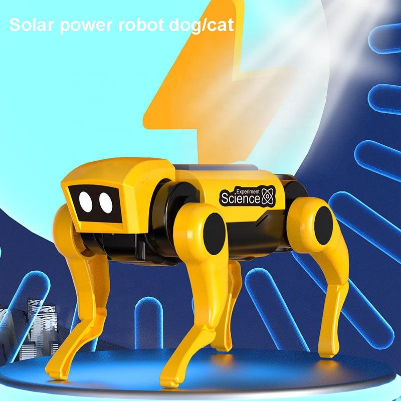 Electric Walking Robot Cats DIY Assembly Solar Energy Power Robot Toy Educational Science Experiment Robot Dog for Kids