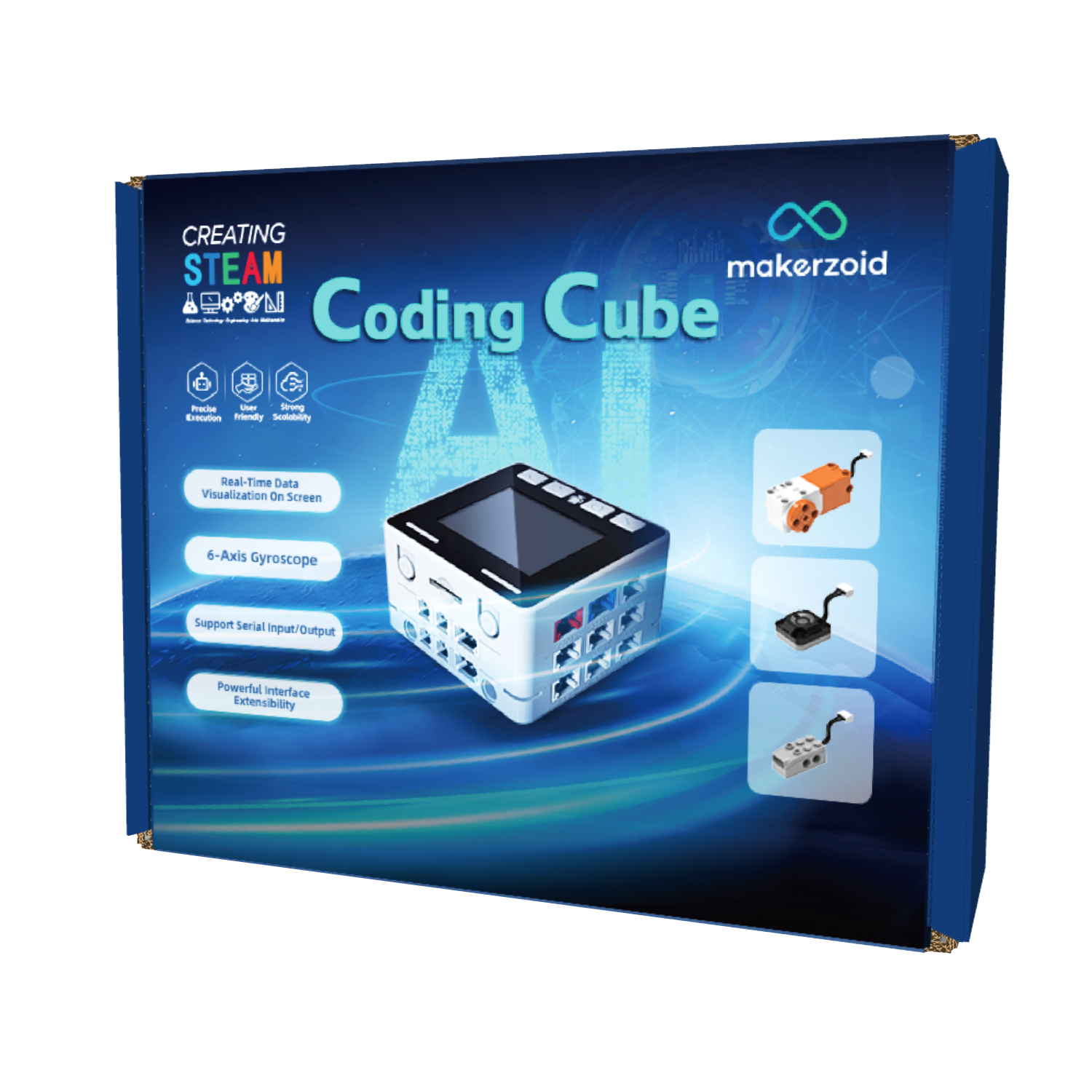 Makerzoid Smart AI Interactive Educational Robot Cube STEM Learning AI-Powered Coding Toy for Kids Robotics Kits