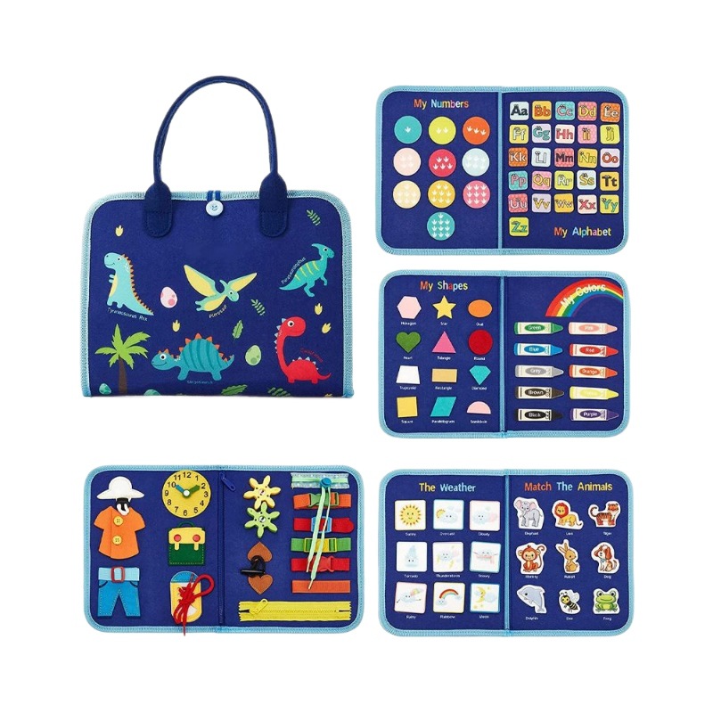 7 Pages Busy Book Sensory Toy Help with Early Education Learning and Developing Motor Skills Perfect Felt Busy Board