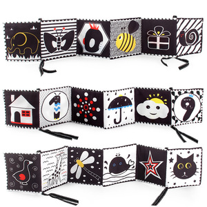 Toddler Sensory Soft Cloth Book Early Educational Folding Activity Toy for Newborns Convenient for Crib Play