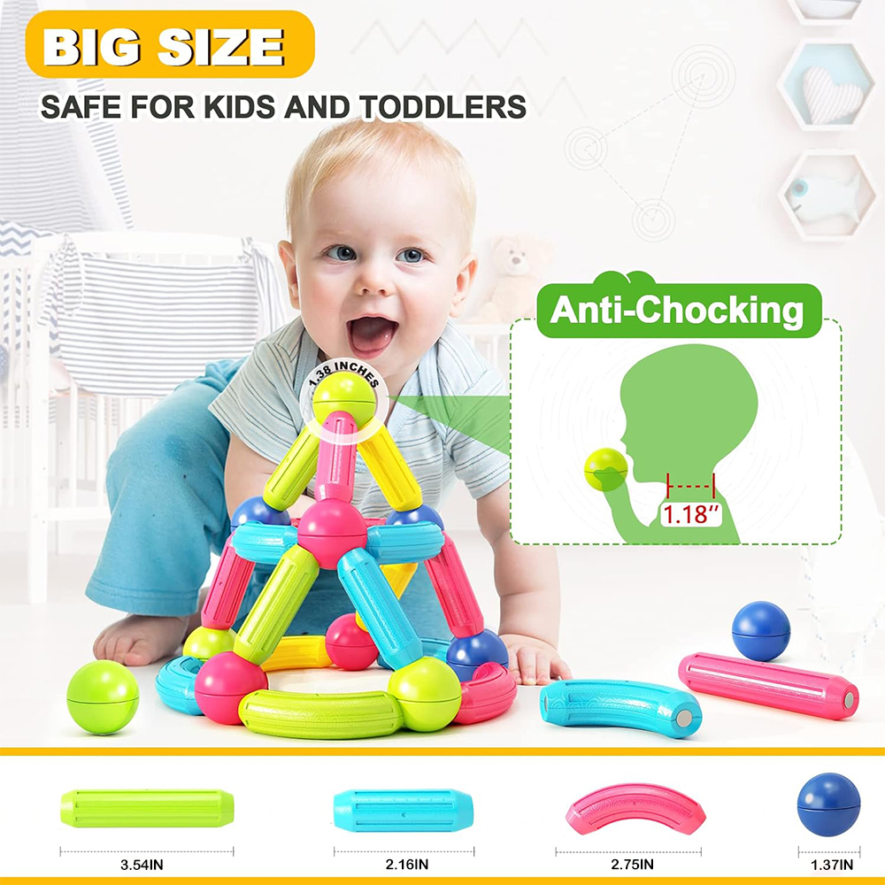 Game Magnet Construction Stem Ball Set Magnetic Blocks Toys Kids Safety Assembly Sticks Stick Balls&amp;Rods Constructor