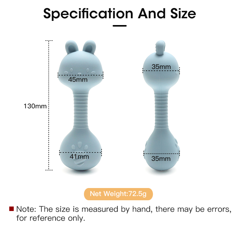 Food Grade Silicone Baby Rattle Teether Toy Montessori Sensory Developmental Toys for Newborn Safe Soft Infant Grasping Toy