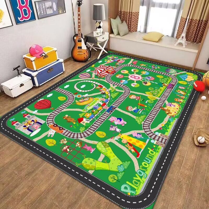 Cross-Border Children's Traffic Map Game Floor Mat Parking Lot House Play Road Early Education Eco Friendly Polyester