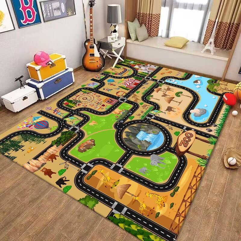 Cross-Border Children's Traffic Map Game Floor Mat Parking Lot House Play Road Early Education Eco Friendly Polyester