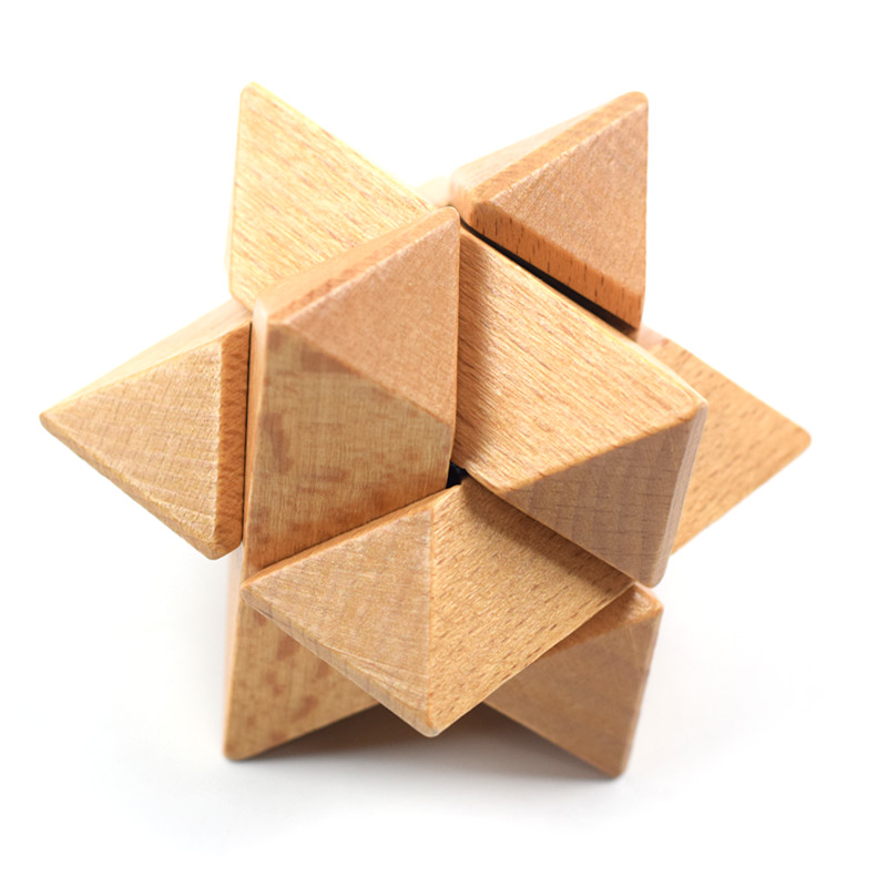 Adults Games Gifts Wooden Star Cube Puzzle Game Brain Teasers of the Logic Solutions IQ Games