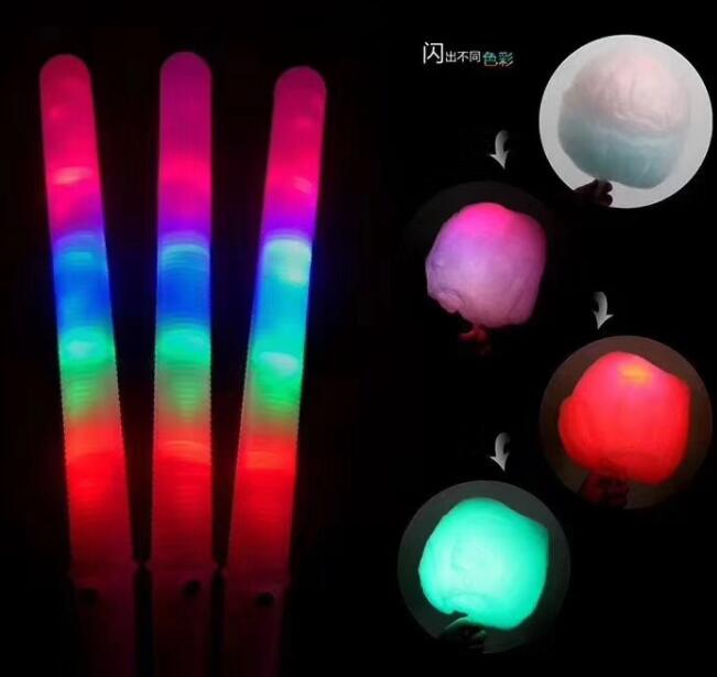 LED Cotton Candy Cones Colorful Glowing Marshmallow Sticks Glowing Luminous Marshmallow Cone Stick Party Favors Christmas Supply