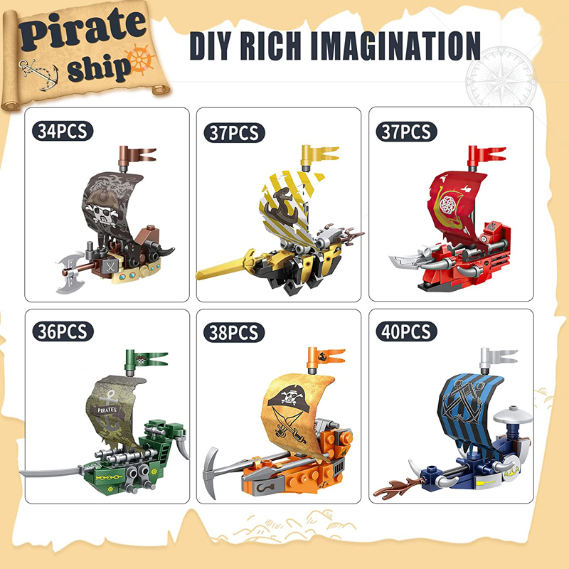 DIY Easter Eggs Filled with Building Block Inside Basket Stuffers and Gift Party Favors Plastic Pirate Ship Mini Building Toy