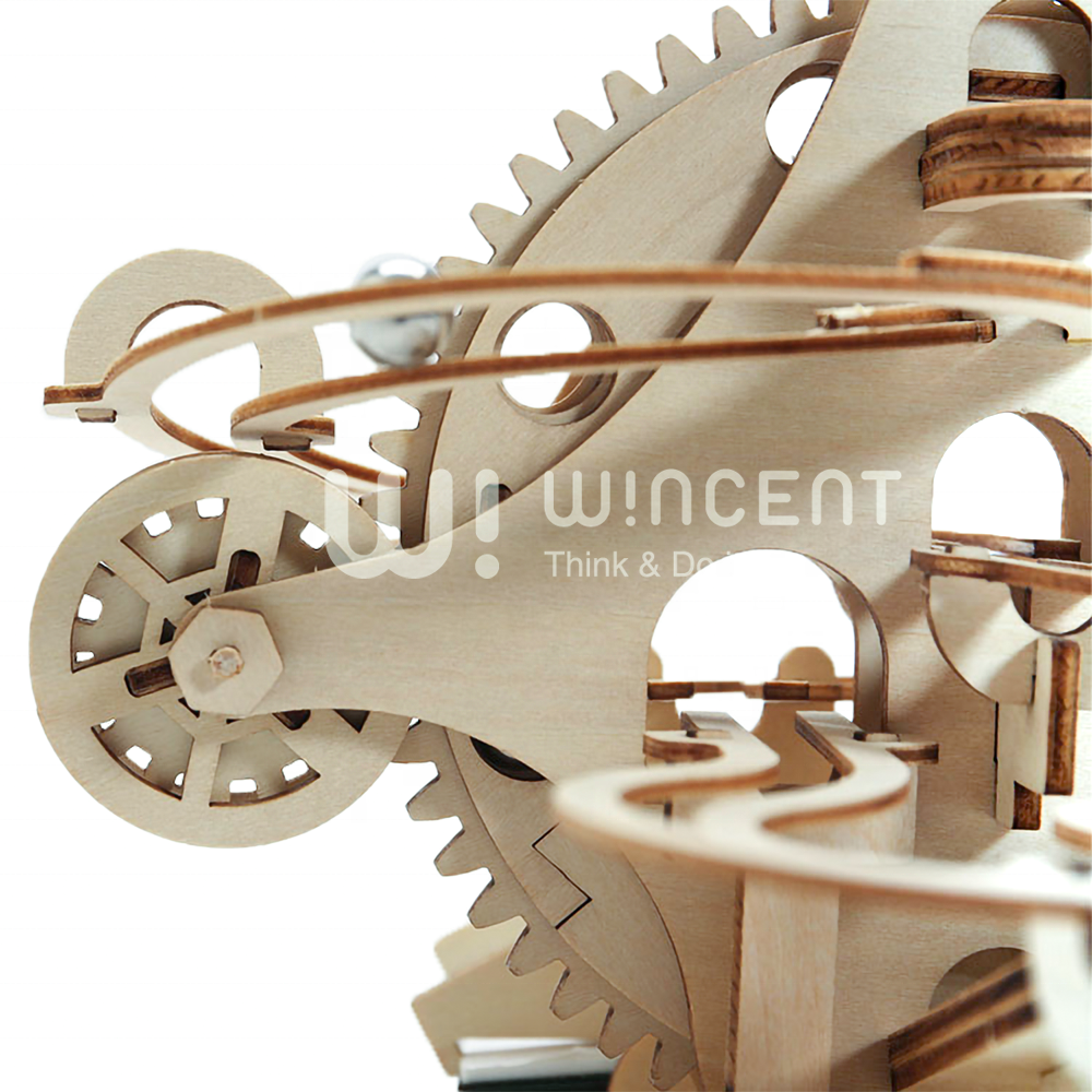 CPC Solar DIY Wooden Gear Toy Marble Run Educational STEM Education Logic Game Puzzle