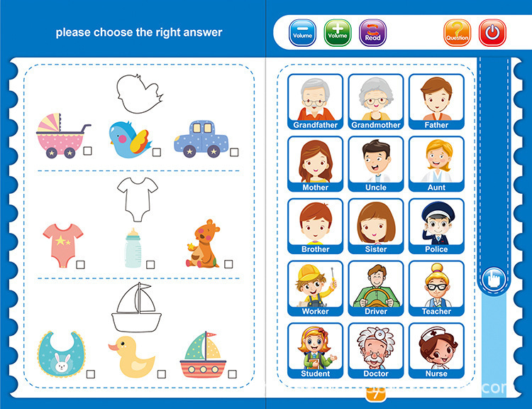 2022 Kids Intelligence Book English Letters Words Learning Language E-book Toddlers Preschool Educational Toys