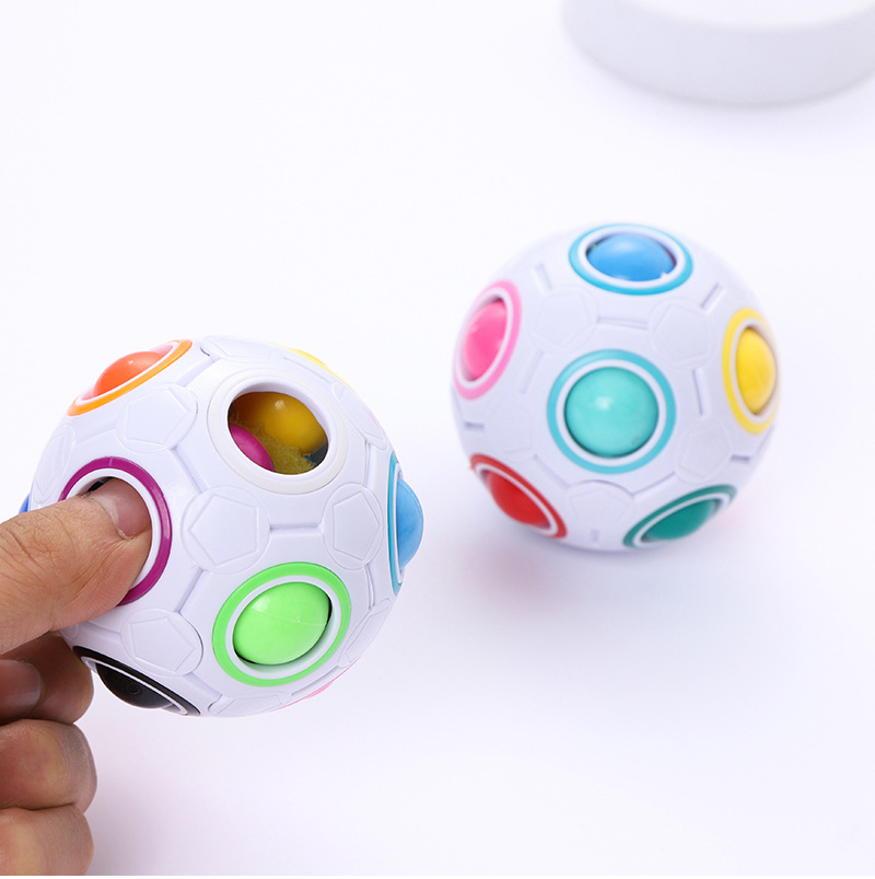 Magic Rainbow Puzzle Ball Speed Cube Ball Puzzle Game Fun Stress Reliever Magic Ball Brain Teaser Fidget Toys For Children