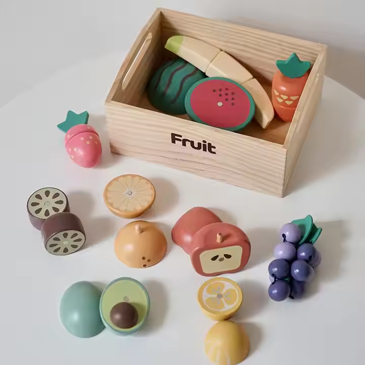 Montessori Wooden Cutting Toy Set Kitchen Food Game Kitchen Simulation Parent-child Educational Toys For Kids Toddler Boys Girls