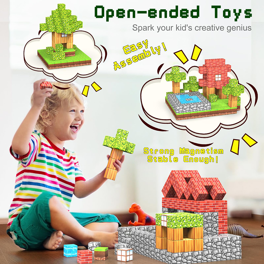 Magnetic Building Cubes Set Diy Cubes Block Puzzle Construction Magnetic Block 3d Model Decompression Toy