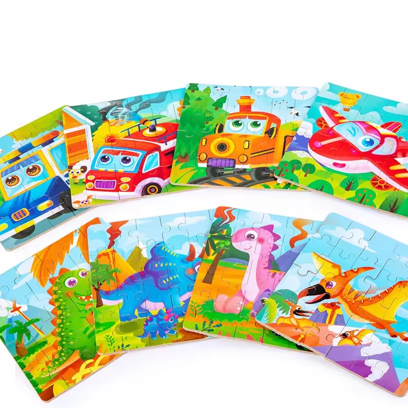 24pcs Montessori Classic Carton Wood Jigsaw Puzzle Early Educational Initiation Baby Kids Puzzles Toys for Boys &amp; Girls Gift
