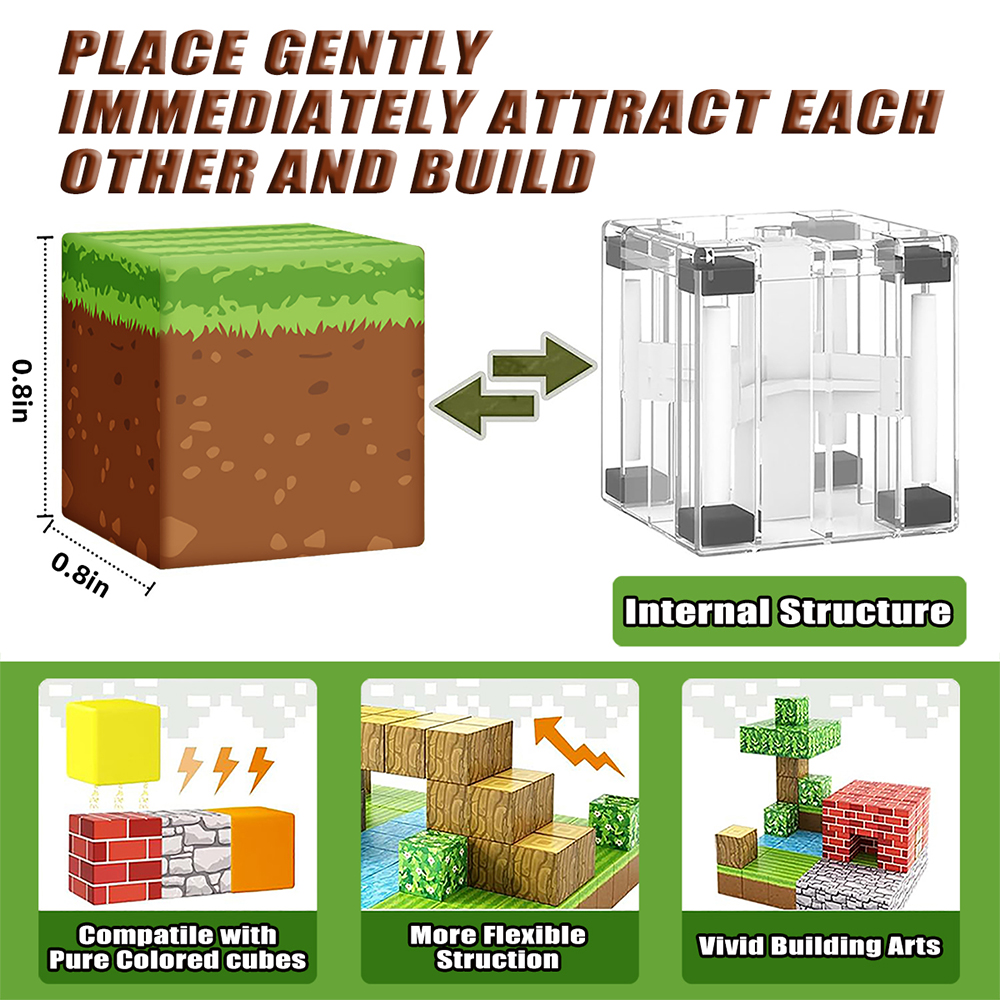 Magnetic Building Cubes Set Diy Cubes Block Puzzle Construction Magnetic Block 3d Model Decompression Toy