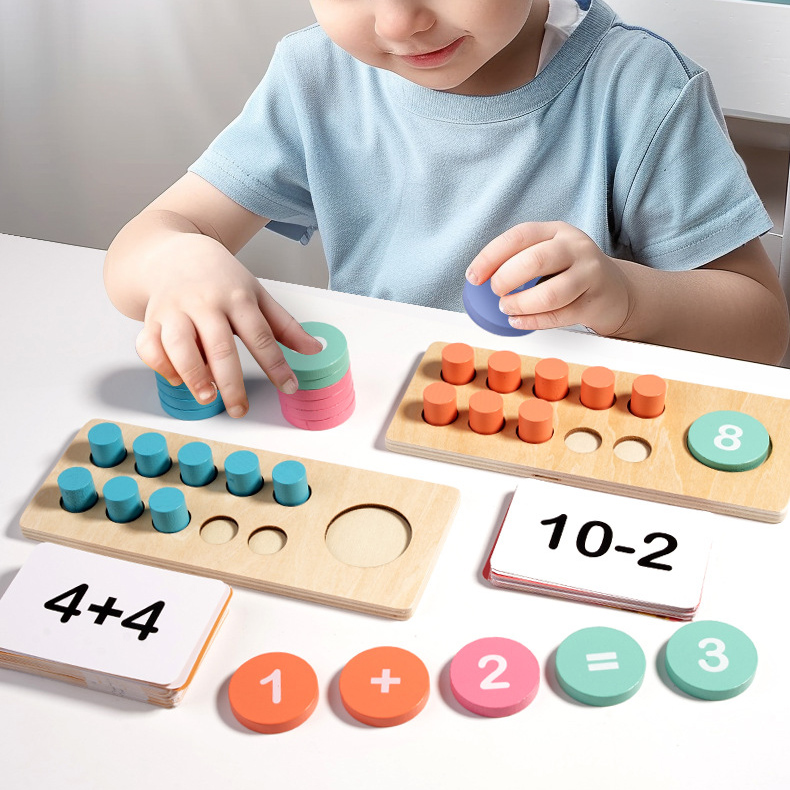Montessori Math Manipulatives Wooden Learning Number and Counting Games Ten Frame Set for Elementary Classroom &amp; Kindergarten