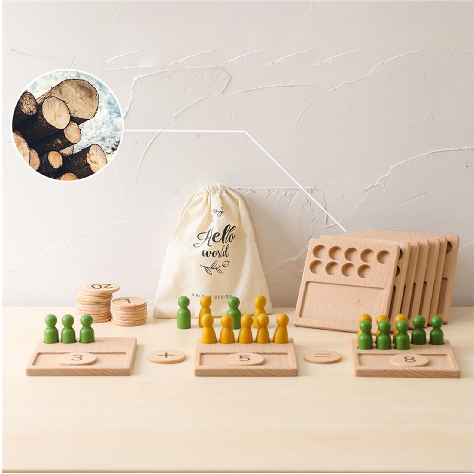 Wholesale Math Counting Wooden Montessori Toys Early Educational Toys for Kids