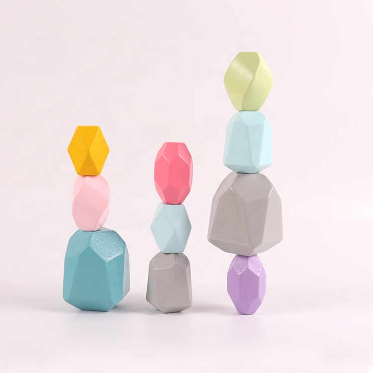 High Quality Color Building Blocks Educational Toys Balance Wooden Balance Stones Toys Building Blocks Toy For Kids