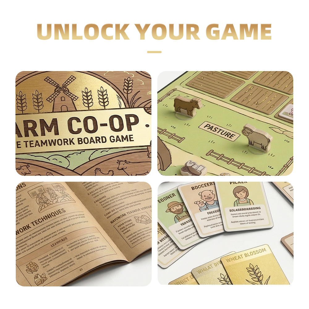 Interactive Farm Co-op Board Game Set with Dice &amp; Resource Tracker for Team Building UKCA Certified Cardboard Box Playing Card
