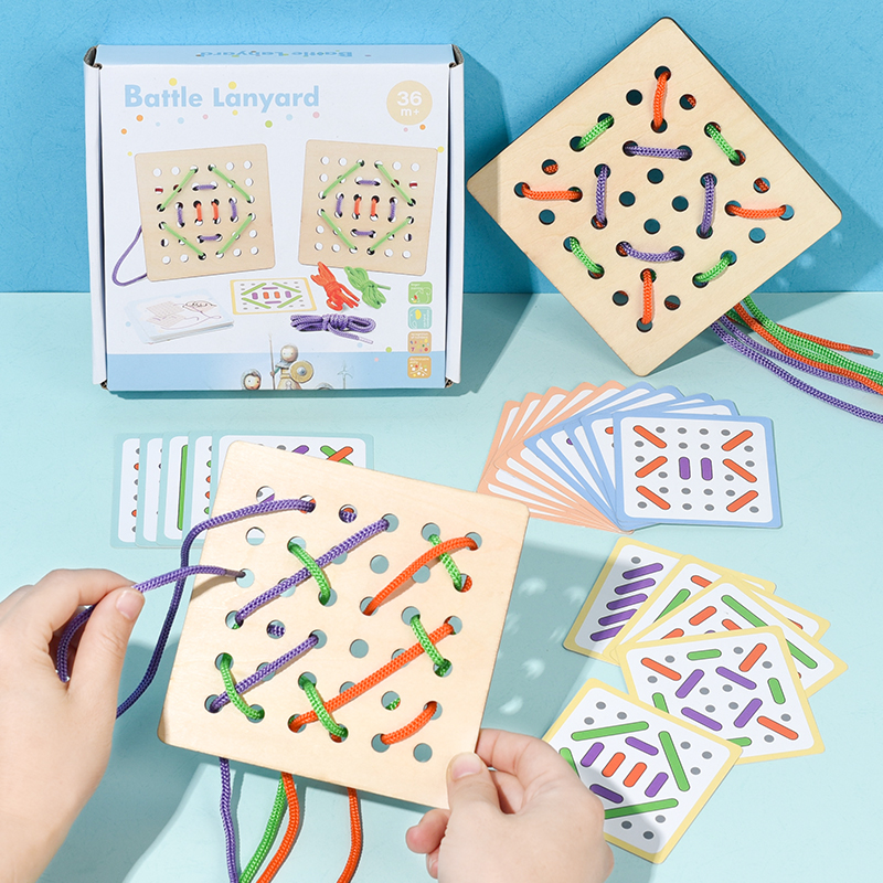Wooden Lacing Toys - Early Learning Educational Tools Various Shapes Ideal for Birthday and Holiday Gifts