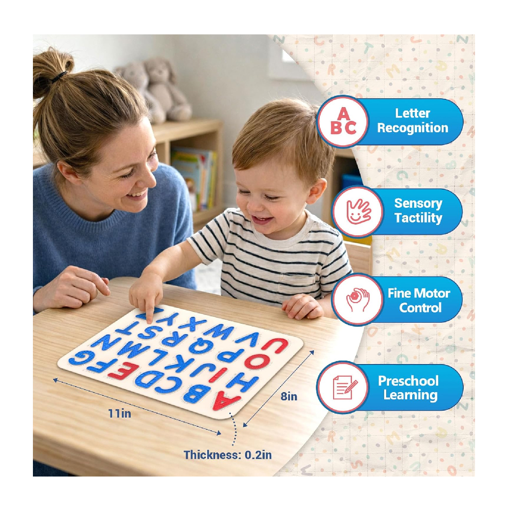 Silicone Letter Tracing Pad Double-Sided Textured Sensory Toys Learning Focus Preschool Learning Activities for Toddlers Kids