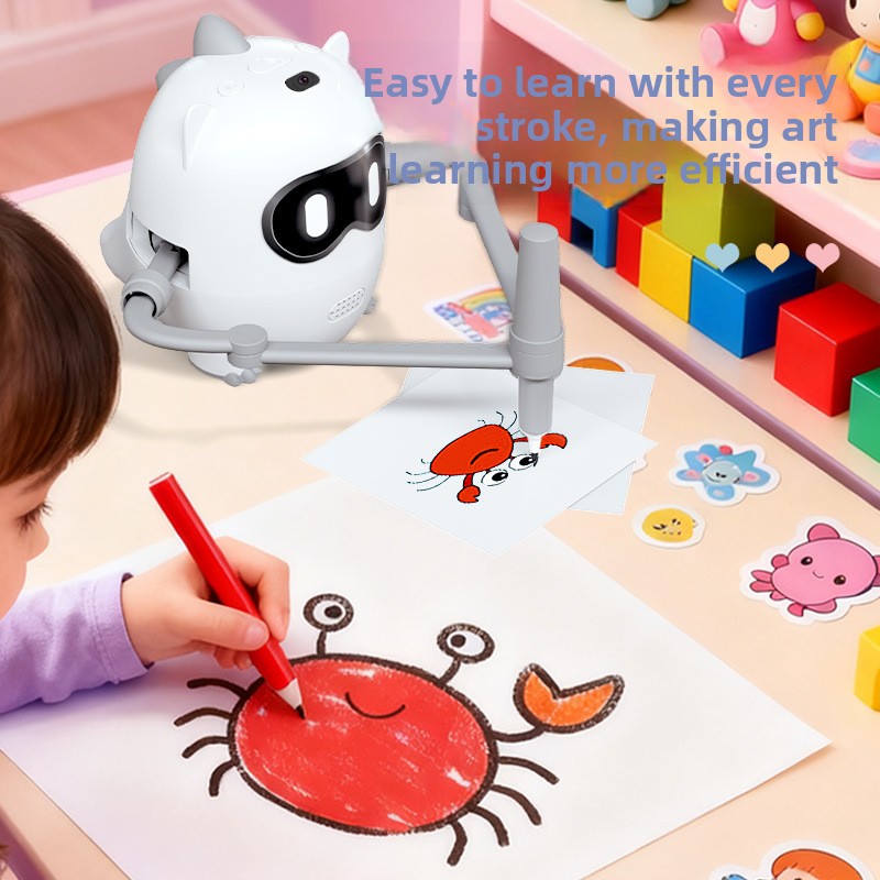 Cross-border Hot-selling Upgraded Drawing &amp; Painting Robot Educational Intelligent Toy For Toddlers Plastic Lithium Battery