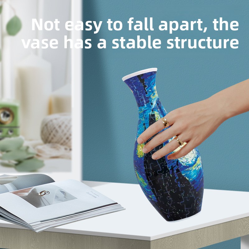 Custom 3D Puzzle Vase Diy Assembly Creative Blue White Porcelain Design Plastic Ornament Toy for Adult Promotion Gift Toy