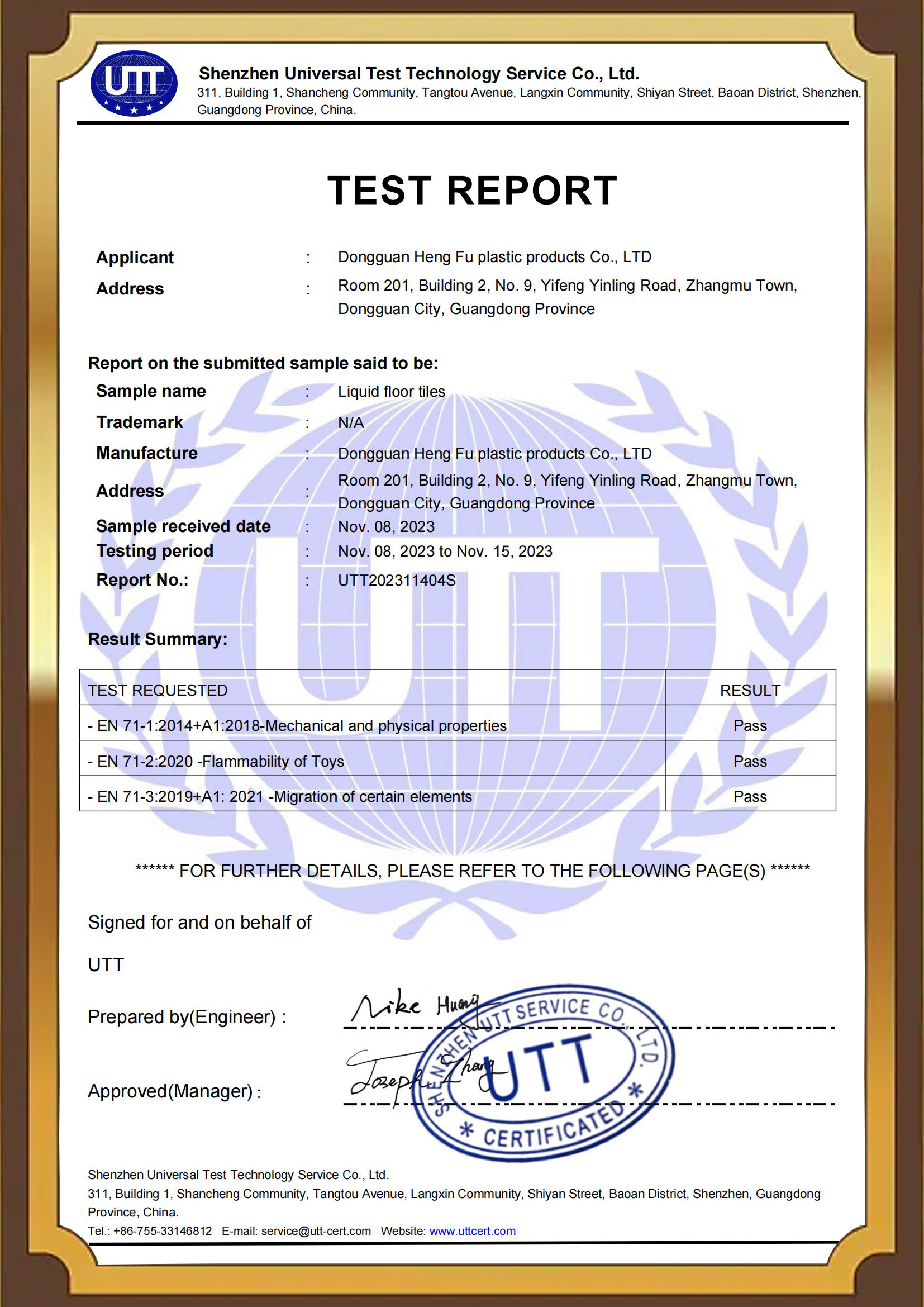 EN71 Certificate