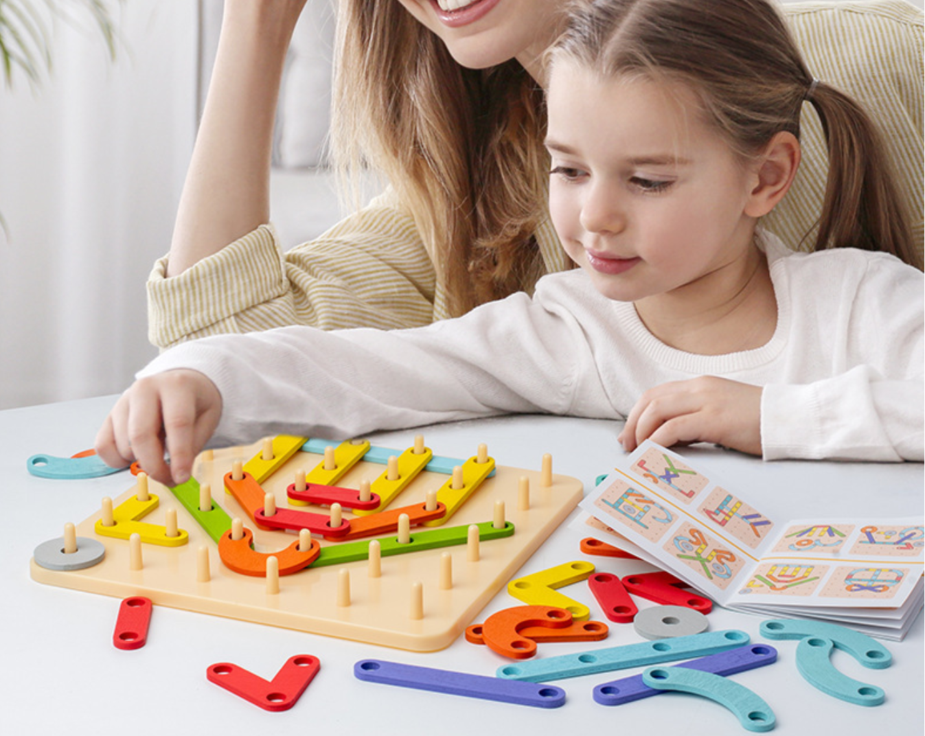 Montessori Versatile Shape Building Column Educational Toy Animals Nature Theme Wooden 40-Piece Jigsaw Puzzle for 4-6 Year Olds