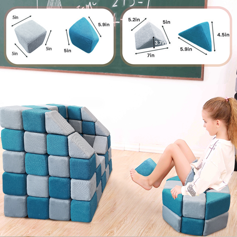 Ropecube Magnetic Fabric Blocks for Toddlers Indoor Soft Play and Learning, Safe Building Toys for Kids and Preschool Activities