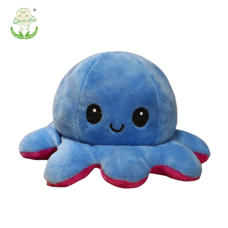Cute Reversible Plush Octopus Doll- Flip To Show Different Moods Adorable Stuffed Toy For Kids Decor.