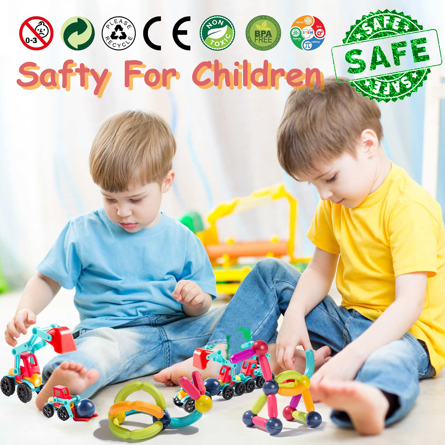Game Magnet Construction Stem Ball Set Magnetic Blocks Toys Kids Safety Assembly Sticks Stick Balls&amp;Rods Constructor