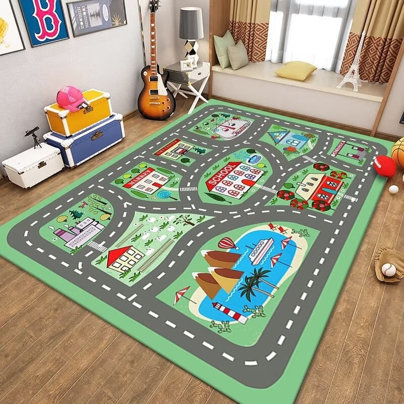 Cross-Border Children's Traffic Map Game Floor Mat Parking Lot House Play Road Early Education Eco Friendly Polyester