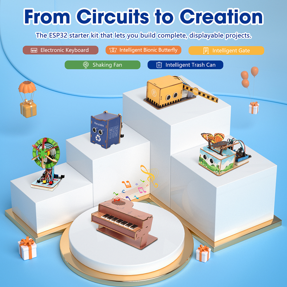 ACEBOTT Complete Stem Education DIY Programmable Comptnents ESP32 Starter Kit DIY Electronic Kits Projects for Arduino
