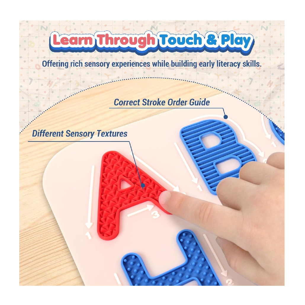 Silicone Letter Tracing Pad Double-Sided Textured Sensory Toys Learning Focus Preschool Learning Activities for Toddlers Kids